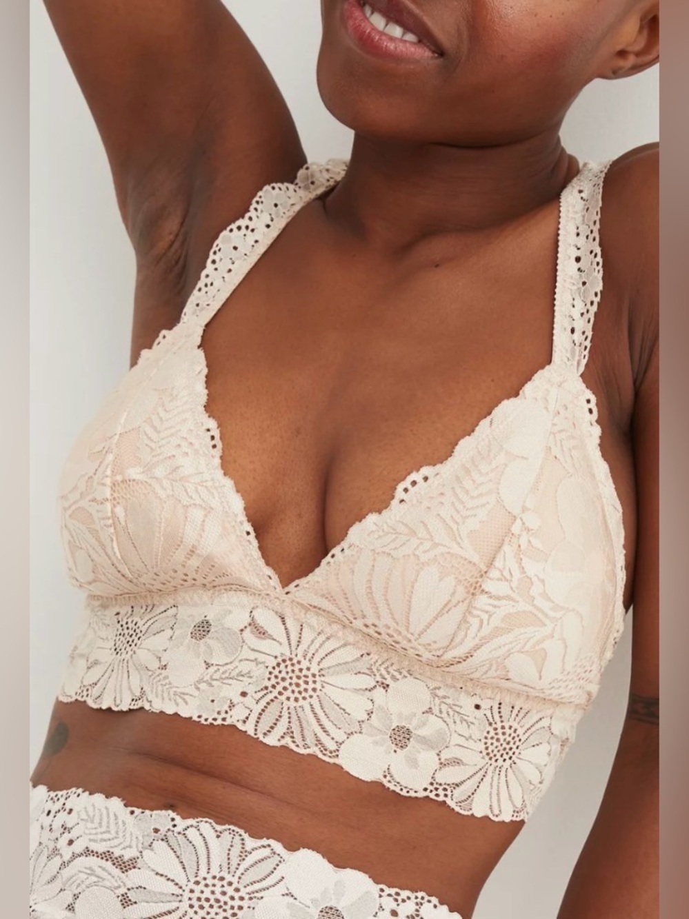 Aerie Garden Party creamed padded bralette, small